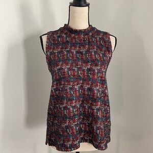 Akemi Kin Anthropologie Mock Neck Textured Blouse size Medium Knit Statement Top